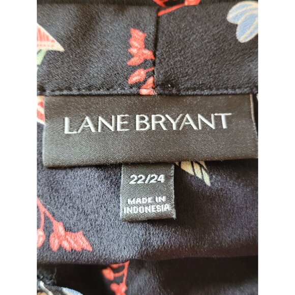 Lane Bryant Womens Floral Tie-Neck Blouse 22/24 Plus Size Long Sleeve Polyester - Picture 5 of 7